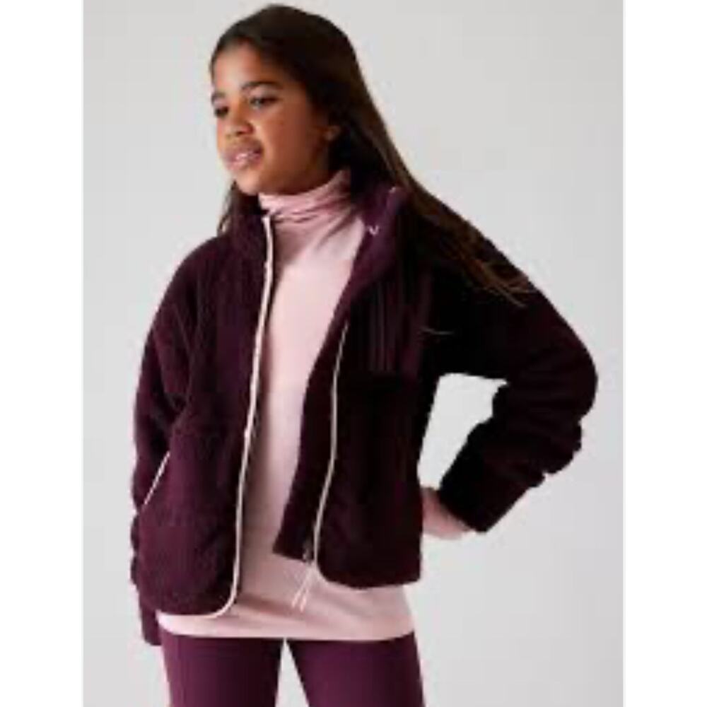 Athleta Girl Sherpa Fleece So Toasty Tugga Jacket‎ Burgundy Size XL/14